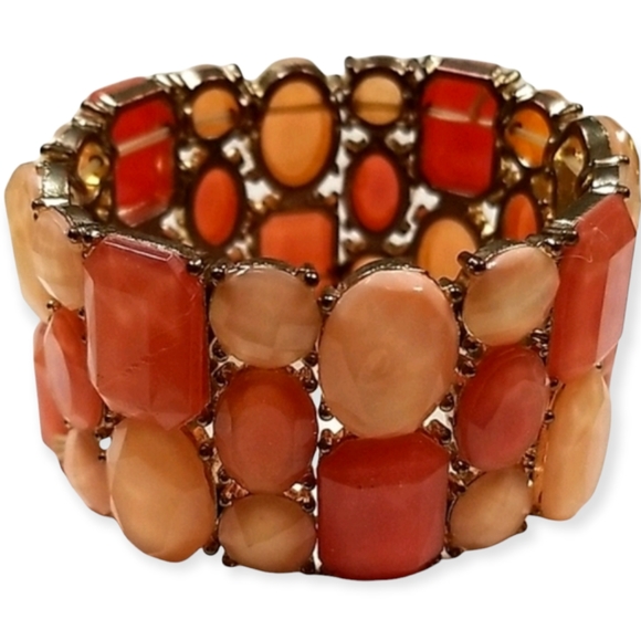 Vintage Beaded Chunky Stretch Cuff Bracelet - Picture 3 of 16